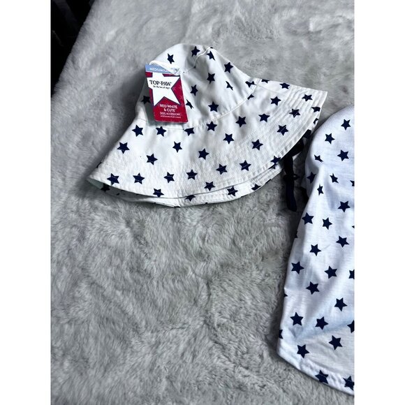 Top Paw tried white & blue tee with hat dog size medium/large - Picture 3 of 6